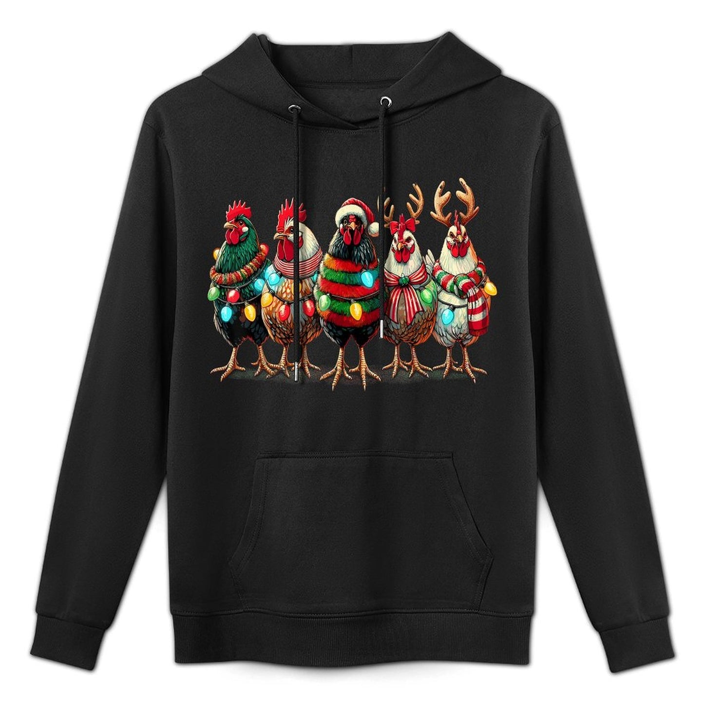Chicken Lover Christmas Lights Farm Animal Cute Xmas Versatile Streetwear Hoodie