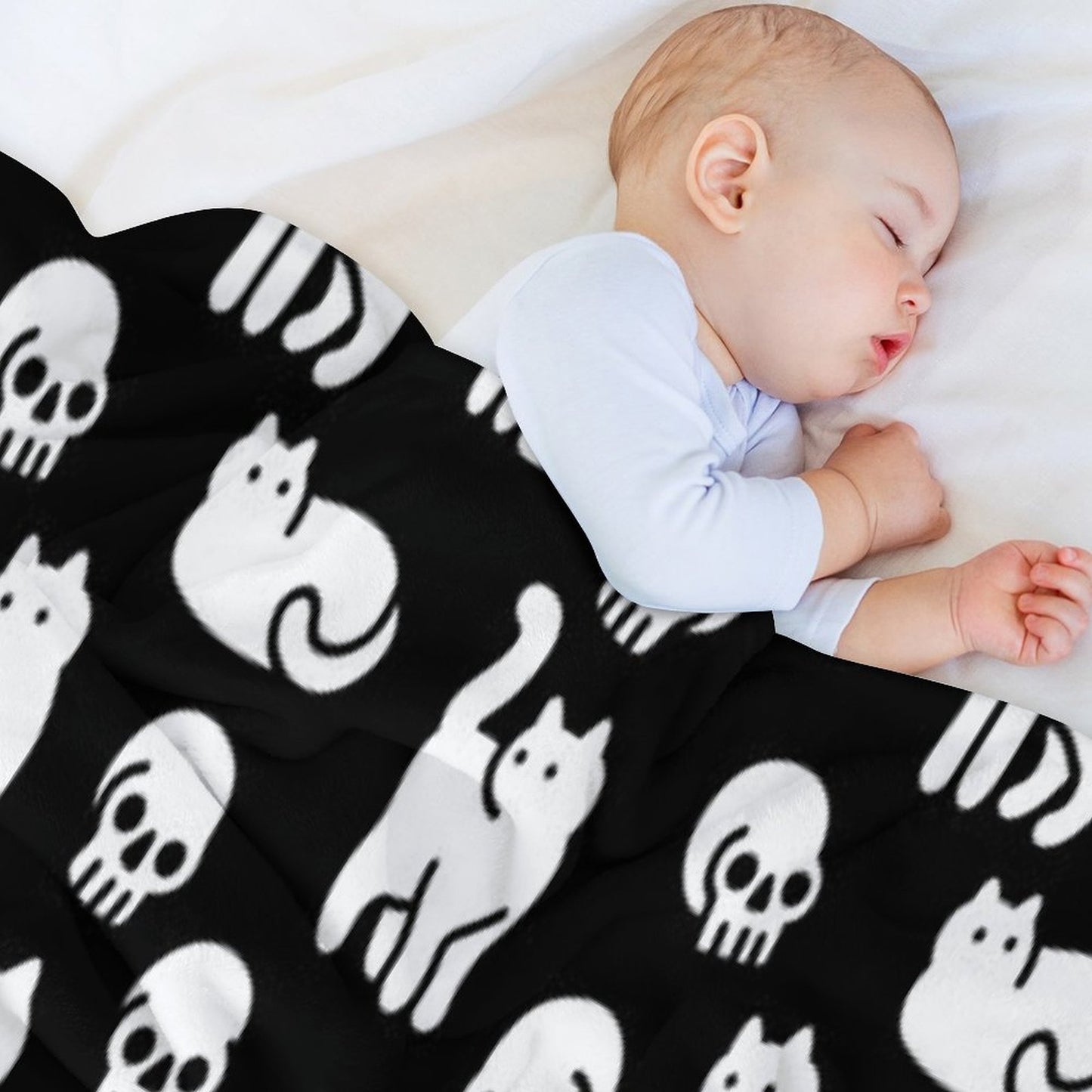 Cats And Skulls Pattern Throw Blanket