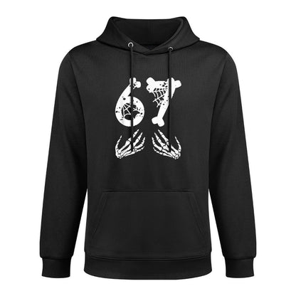67 Skeleton Hand Halloween Six Seven Funny 67 Meme Relaxed Fit Hoodie