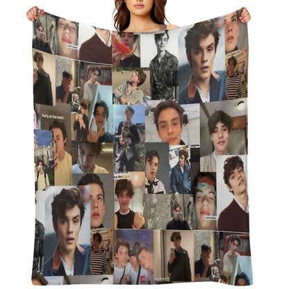 Louis Partridge Collage Phone Case Throw Blanket