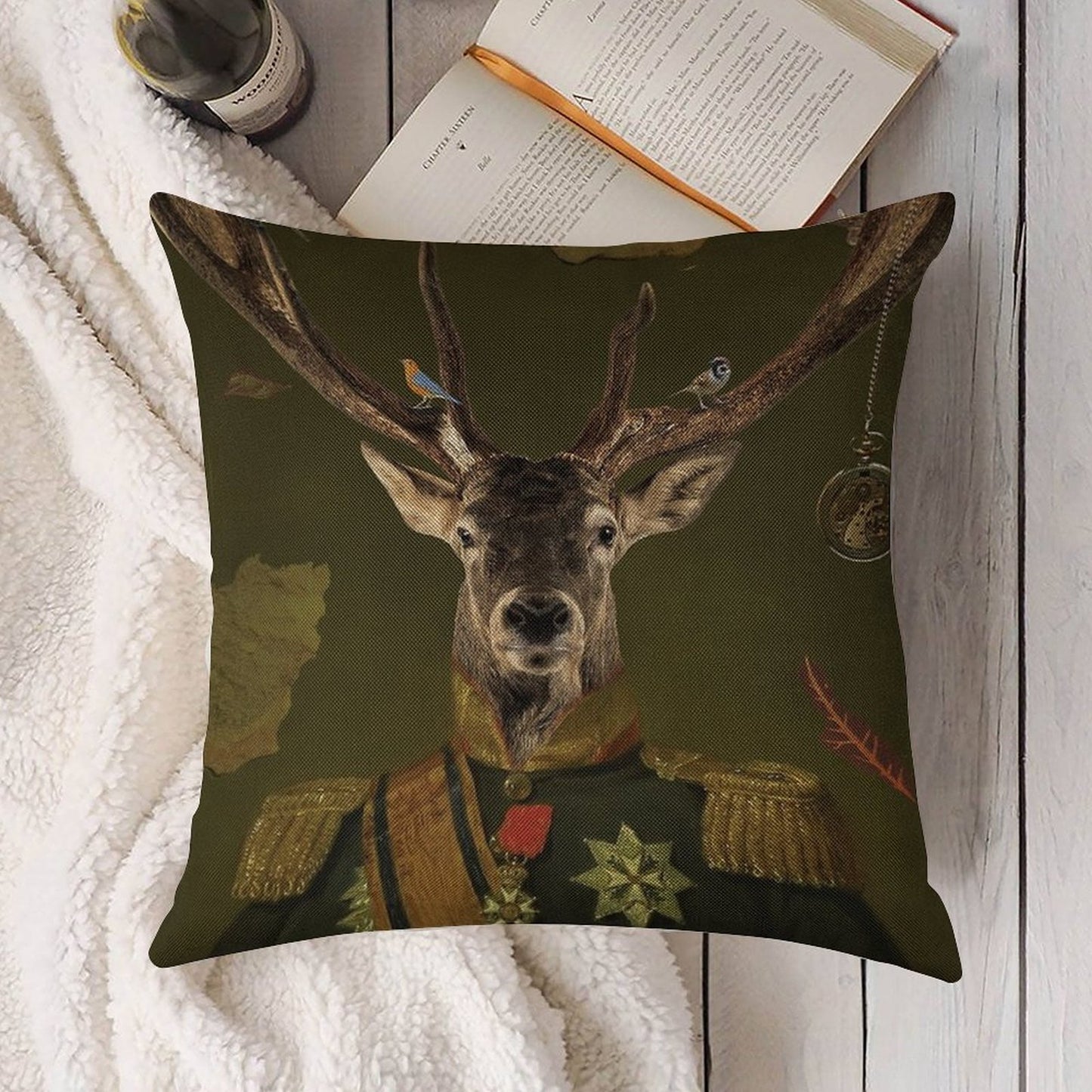Heneral Le Cerf Linen Throw Pillow Cover