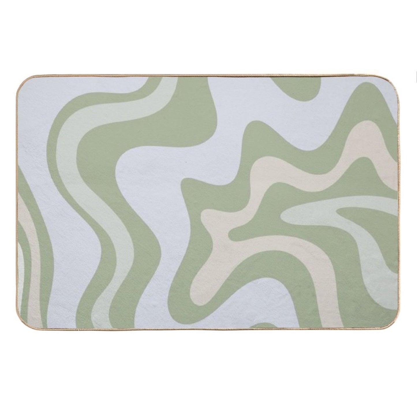 Liquid Swirl Contemporary Abstract in Light Sage Green Grey Almond Bath Mat