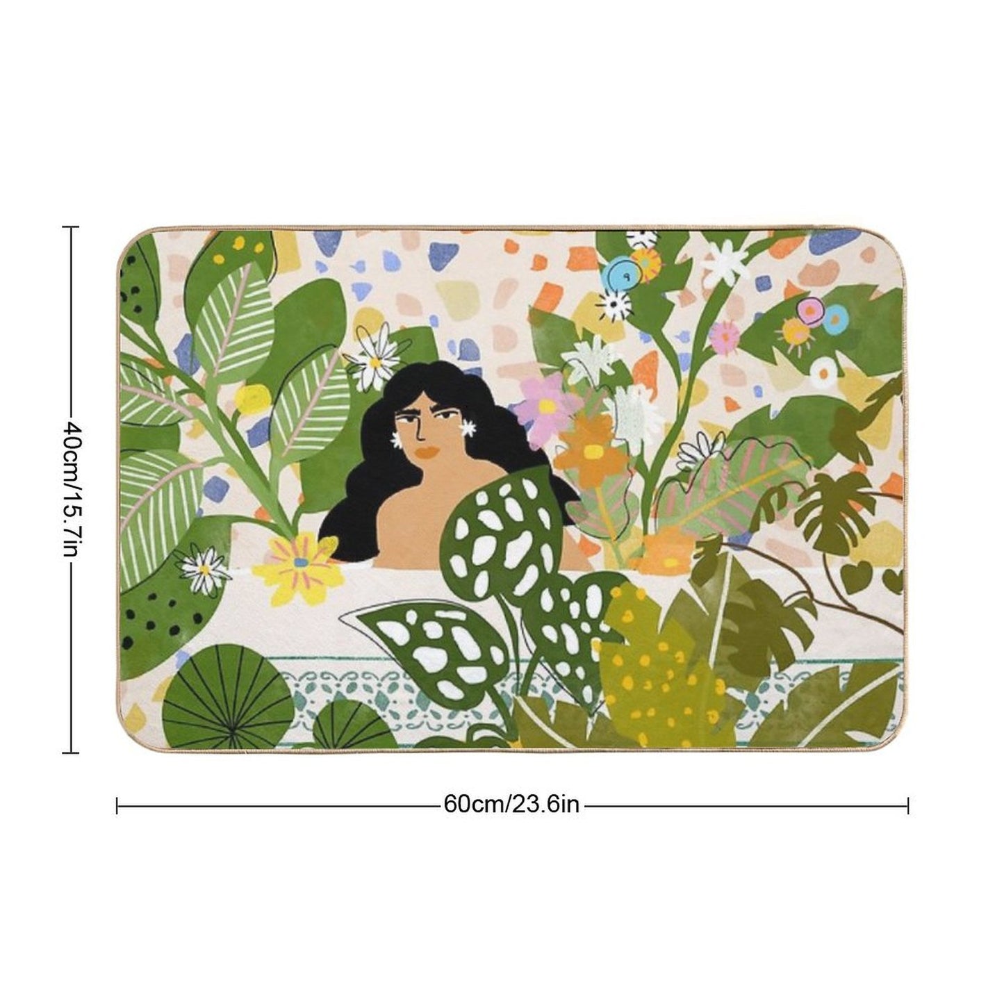 Bathing with Plants  Fade-Resistant Bath Mat