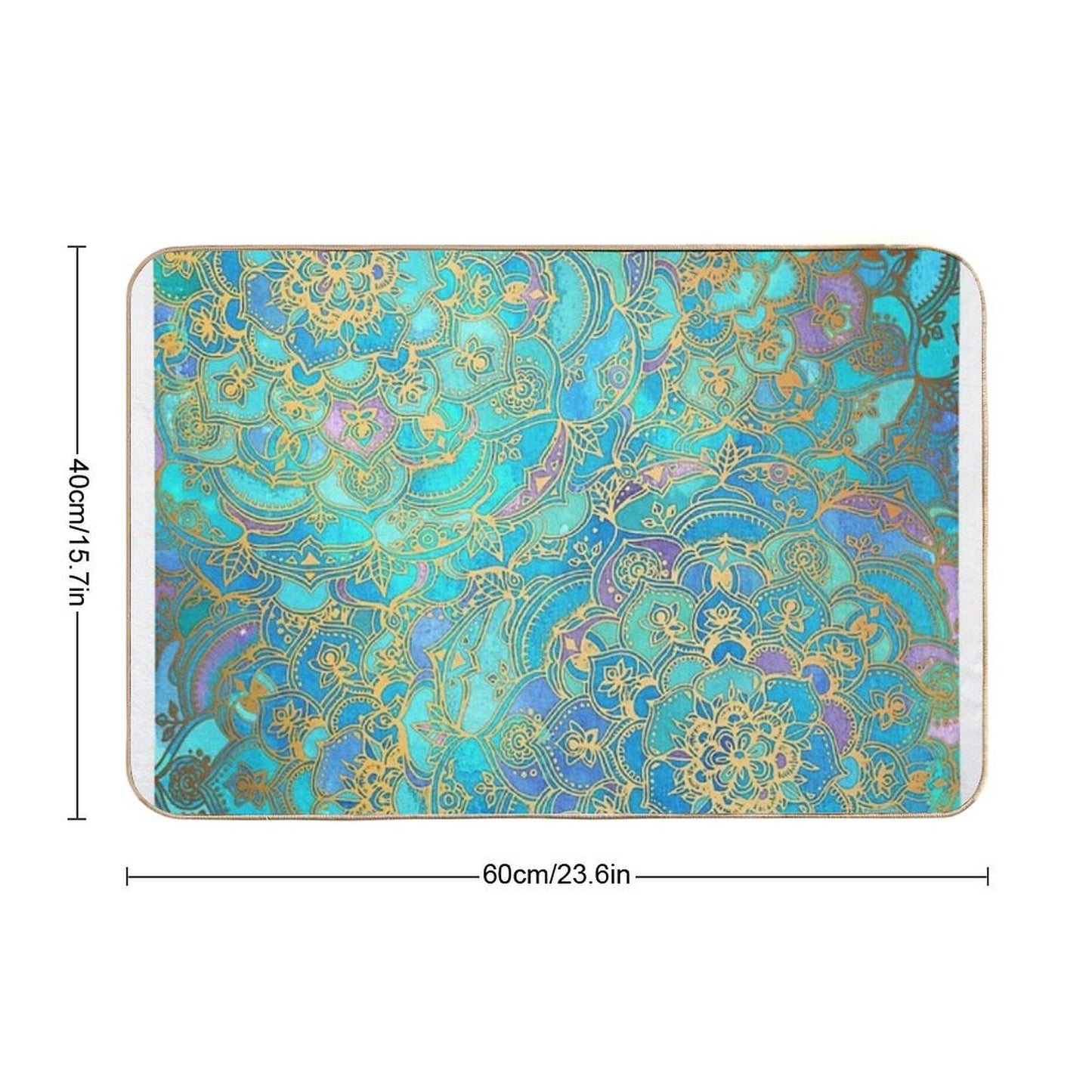 Sapphire & Jade Stained Glass Mandalas Bath Mat
