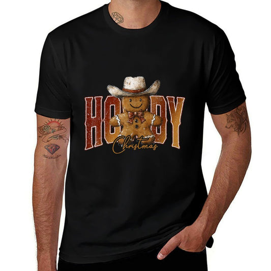 Howdy Christmas Gingerbread Man Cowboy Rodeo Western Country  Stretchy T-Shirt