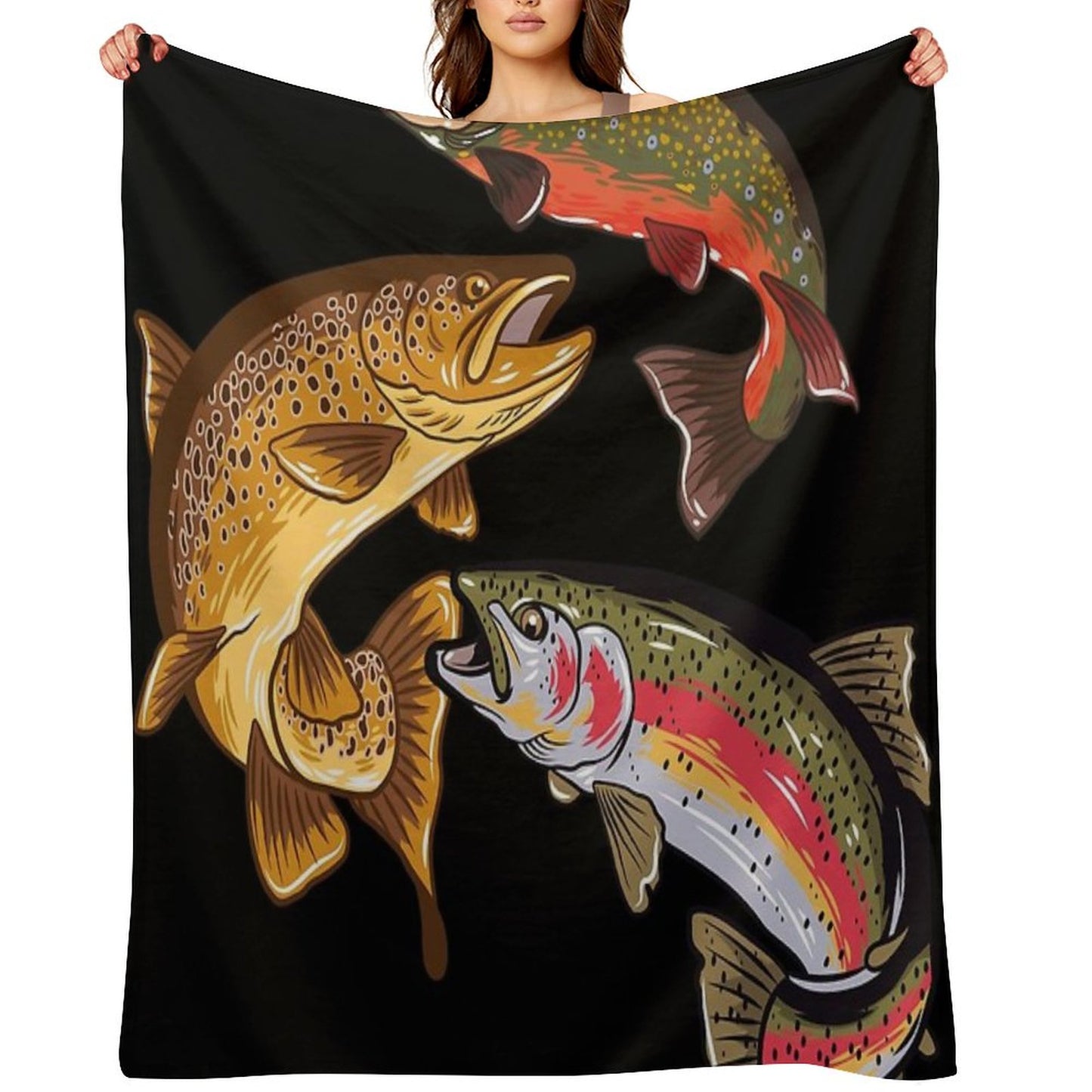 Fly Fishing Trout Tribute Throw Blanket