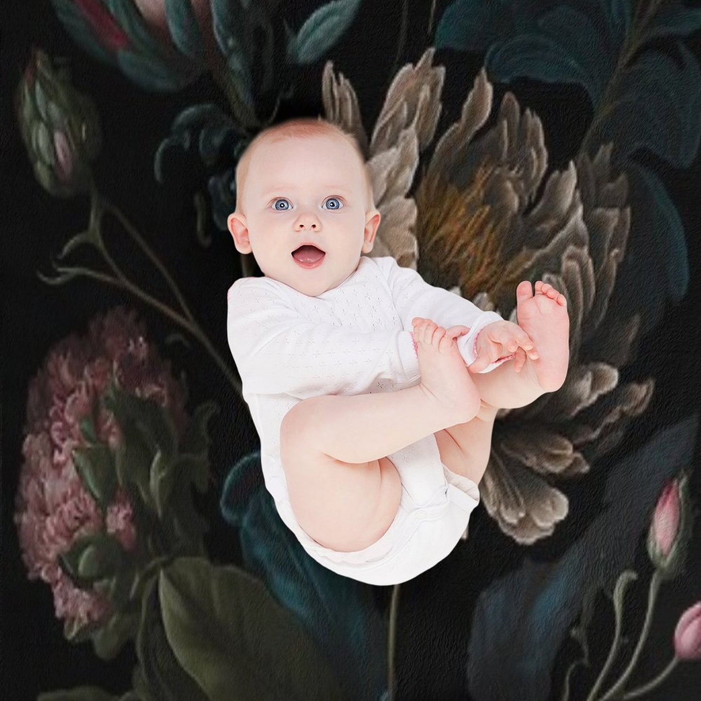 Dark Academia Peony Botanical Throw Blanket