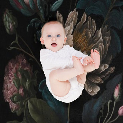 Dark Academia Peony Botanical Throw Blanket