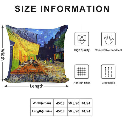 Cafe Terrace at Night - Van Gogh Soft Reinforced Edging Throw Pillow