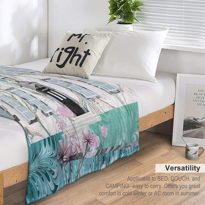 The Bronte Sisters' Parsonage,Haworth  Collage in Marbled Bookbinding Paper Throw Blanket