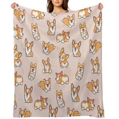 Corgi Puppy Fun Throw Blanket