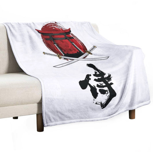 Samurai Katana Tori Gate Kanji Throw Blanket