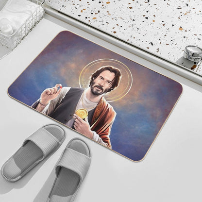Keanu Reeves, Saint Keanu of Reeves, Keanu Reeves Original Religious Painting Bath Mat