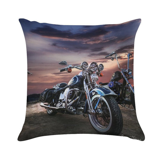 Harley Davidson Beautiful Sunset Soft Reinforced Edging Throw Pillow