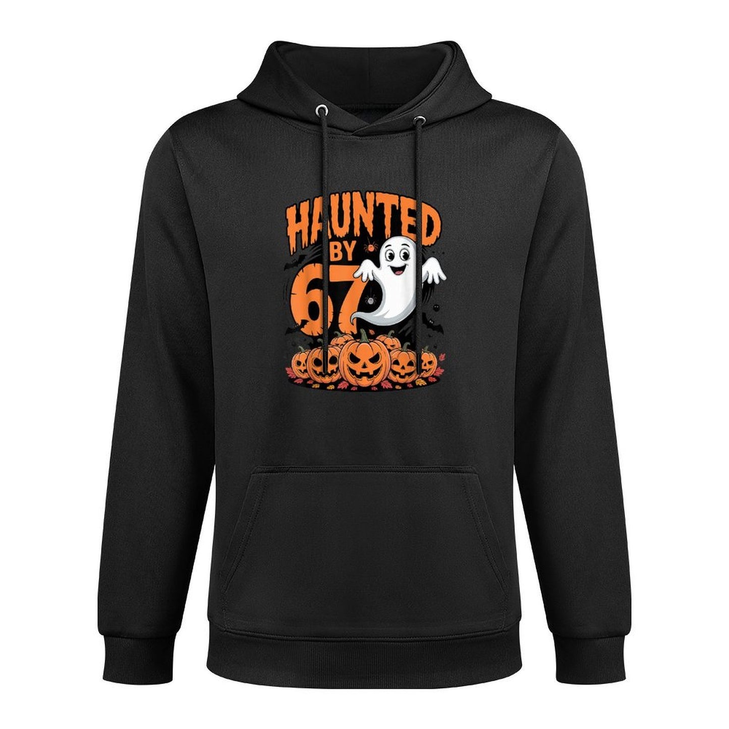 Haunted by 67 – Funny Ghost Bat Pumpkin Halloween Relaxed Fit Hoodie