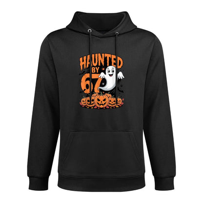 Haunted by 67 – Funny Ghost Bat Pumpkin Halloween Relaxed Fit Hoodie