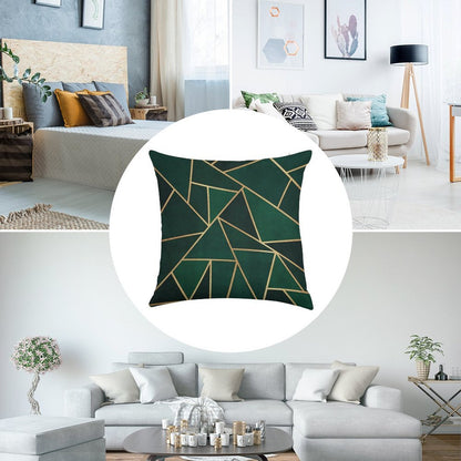 Green & Gold Pattern Linen Throw Pillow Cover