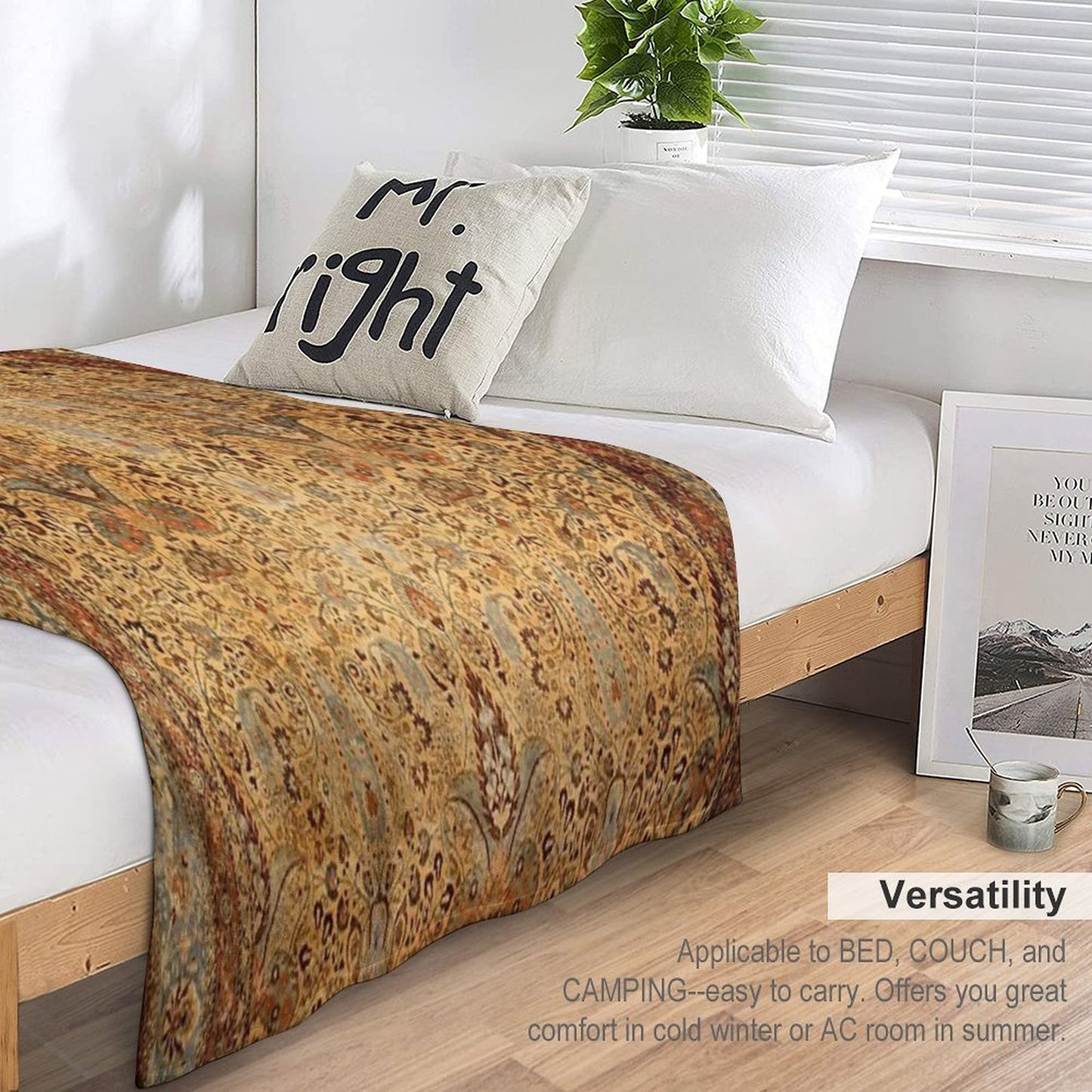 Antique Persian Khorassan Rug Print Throw Blanket