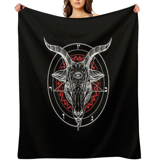 Satanic Goat Baphomet Circle Satan Symbol  Lucifer Devil Throw Blanket