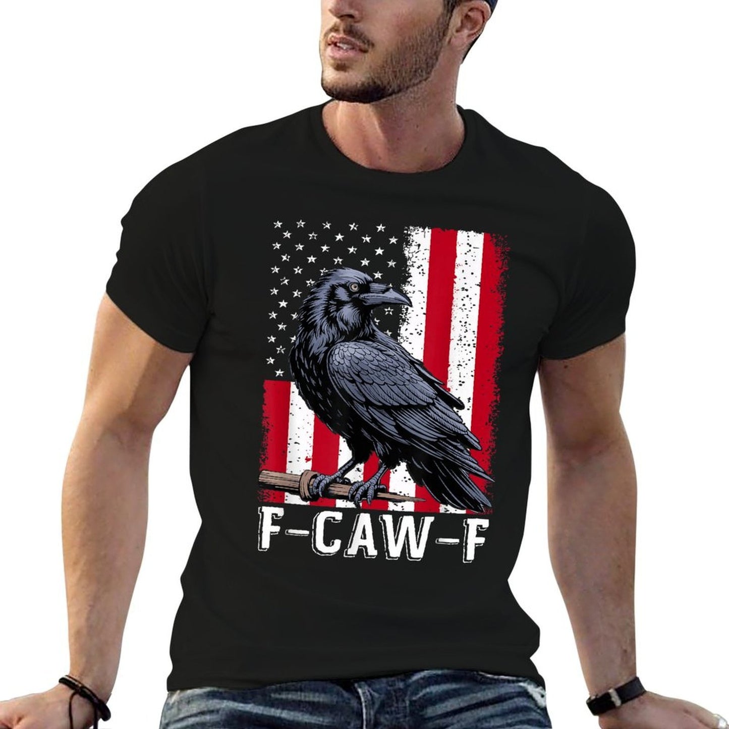 F-Caw-F Black Crow Black Bird Retro USA Vintage F-Caw-F Comfortable T-Shirt