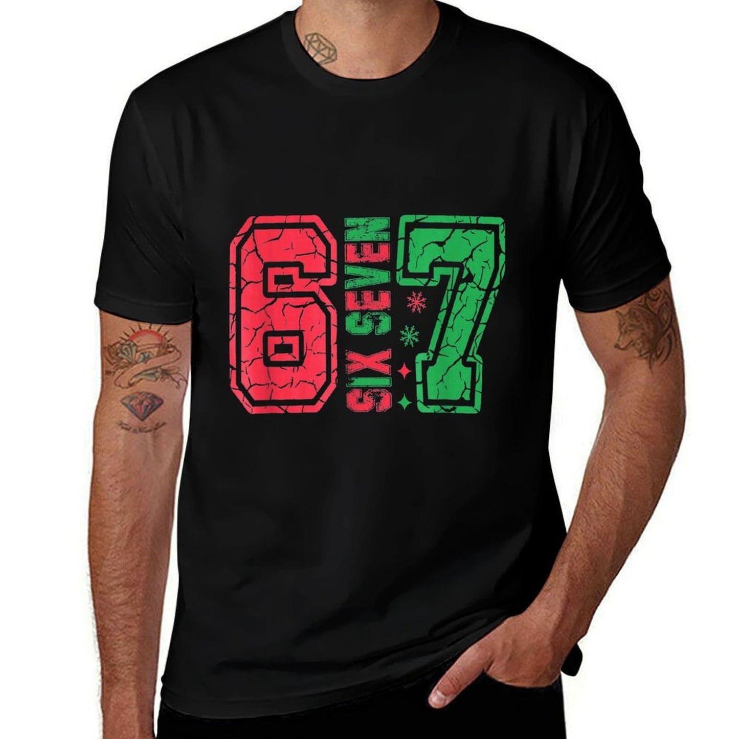Retro 67 Funny Six Seven Meme 6 7 Number Christmas  Affordable Price T-Shirt