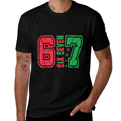 Retro 67 Funny Six Seven Meme 6 7 Number Christmas  Affordable Price T-Shirt