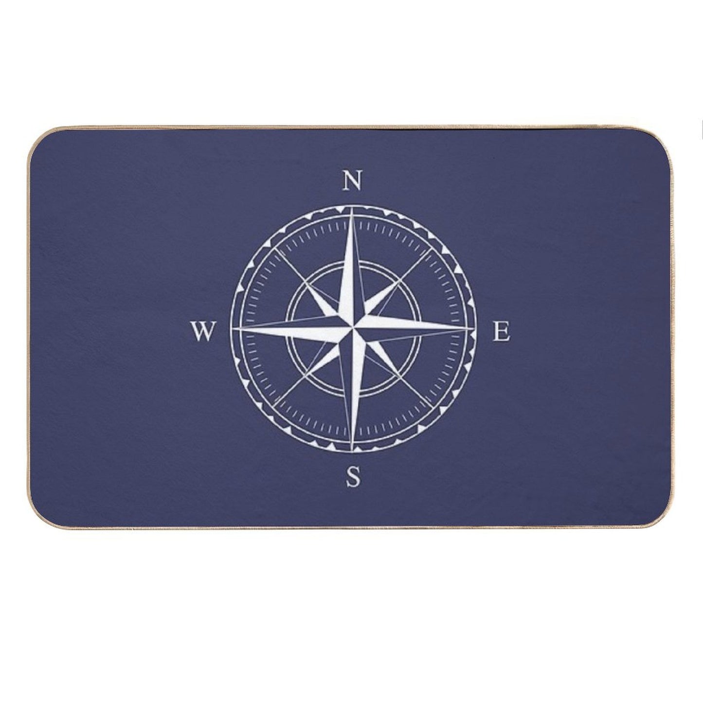 Navy Blue And White Nautical Ships Compass Rose Bath Mat