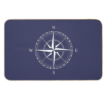 Navy Blue And White Nautical Ships Compass Rose Bath Mat
