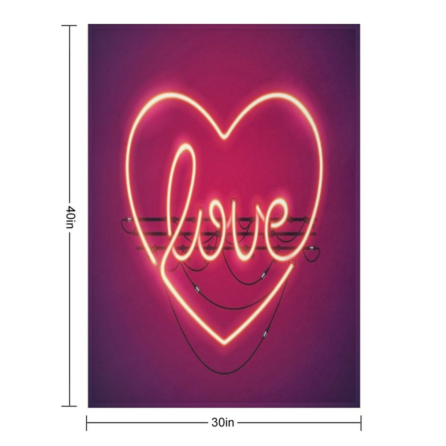 Love Heart Neon Sign Throw Blanket