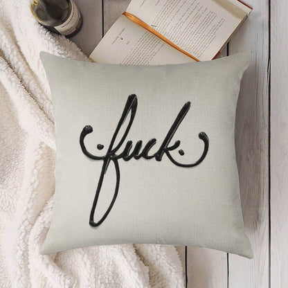 Cursive Curse Linen Throw Pillow Cover