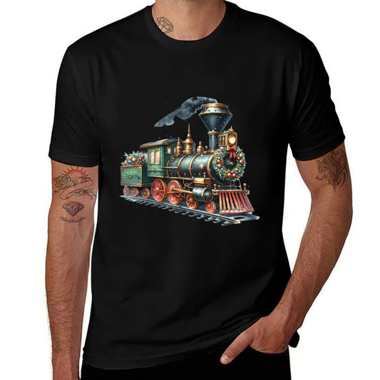 Christmas Steam Train Locomotive Matching Family Pajamas  Moisture-wicking T-Shirt
