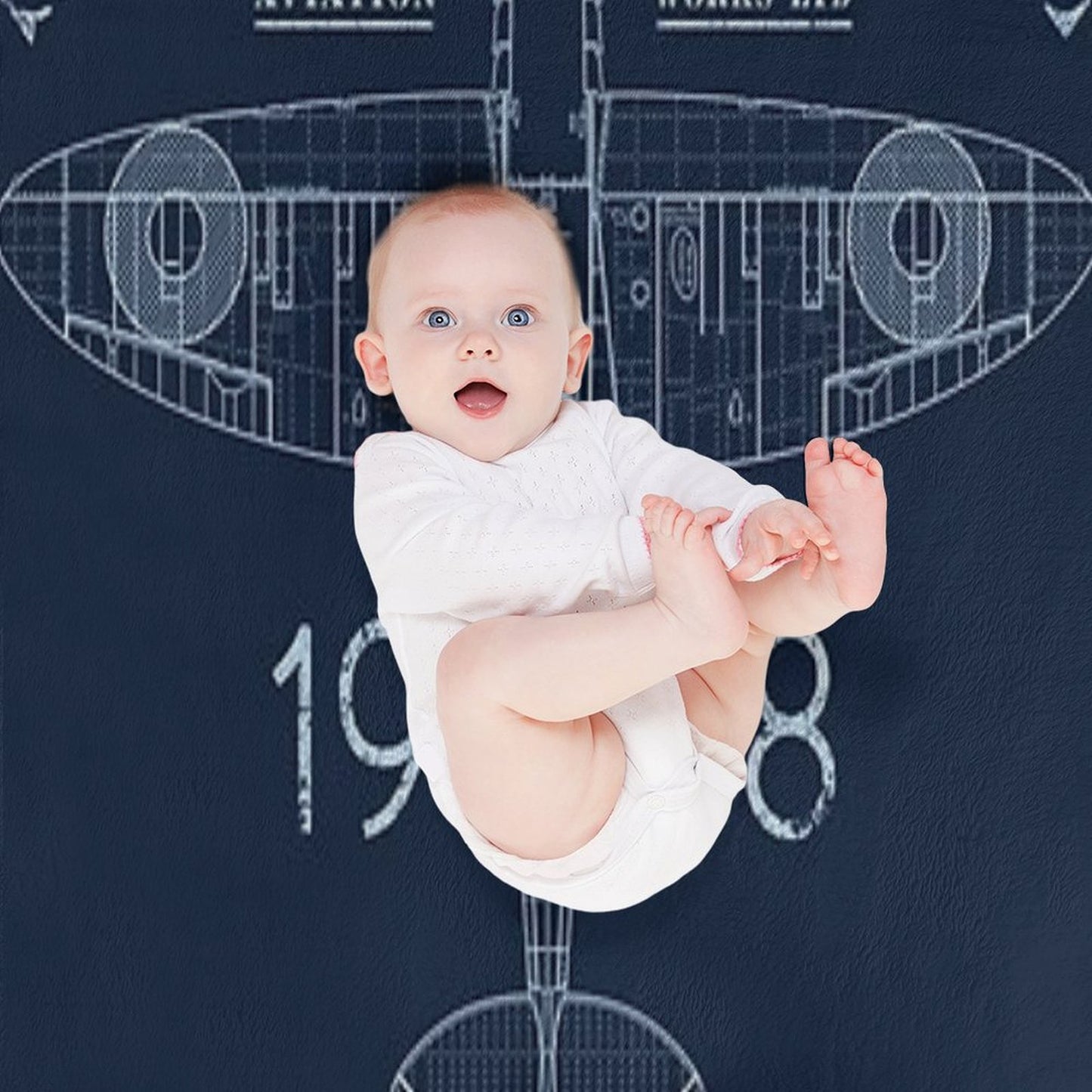 Spitfire Blueprint Throw Blanket