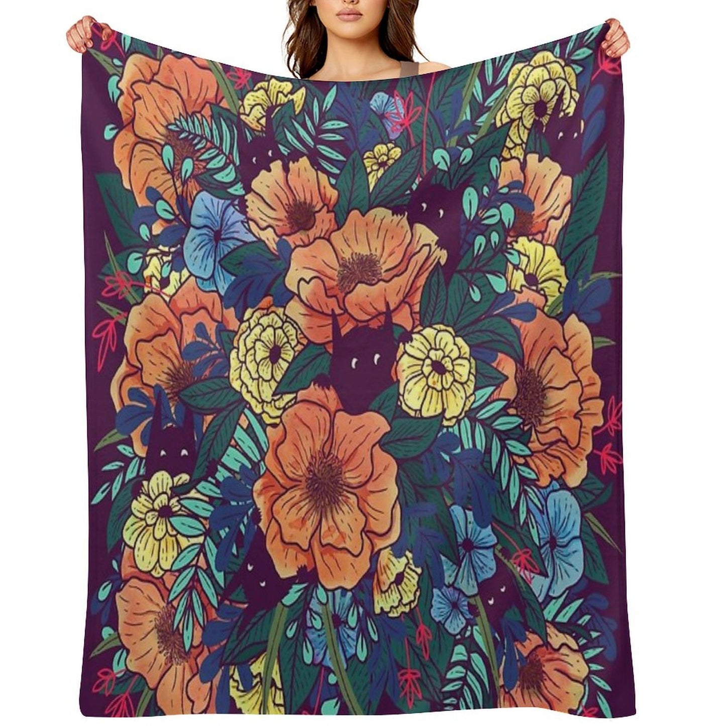 Wild Flowers Throw Blanket