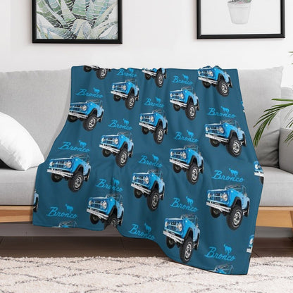 Blue Bronco Retro Bronco Throw Blanket