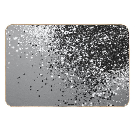 Silver Gray Lady Glam #1 (Photo of Glitter Only - Not Reflective) Bath Mat