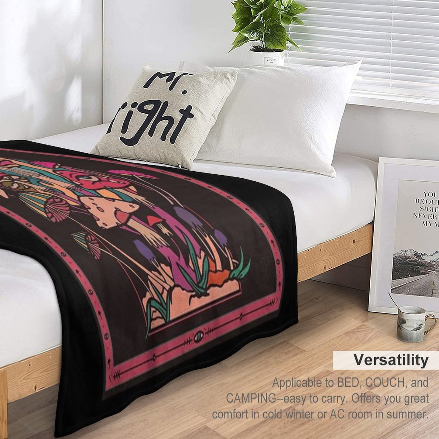 The Mushroom Tribe  Garden of Shrooms Throw Blanket