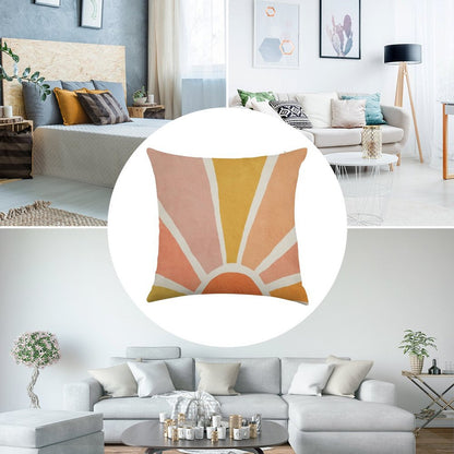Sun, Abstract, Mid Century Modern Kids Wall Art, Nursery Room Linen Throw Pillow Cover