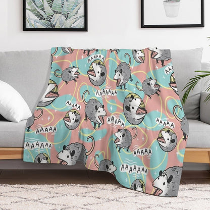 Opossum Screm Throw Blanket