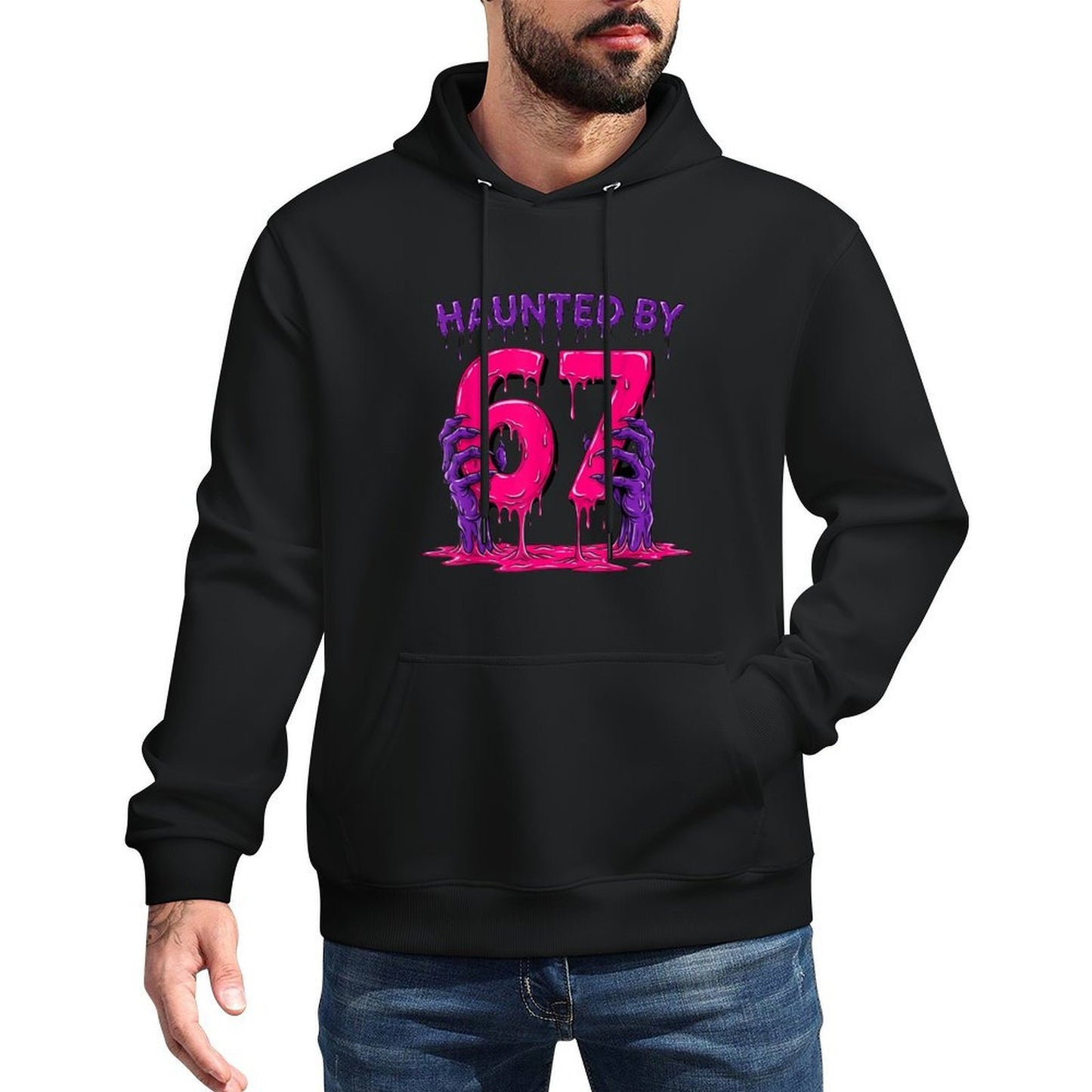 Haunted by 67 Funny Halloween Spooky Season Pumpkin Ghost Relaxed Fit Hoodie