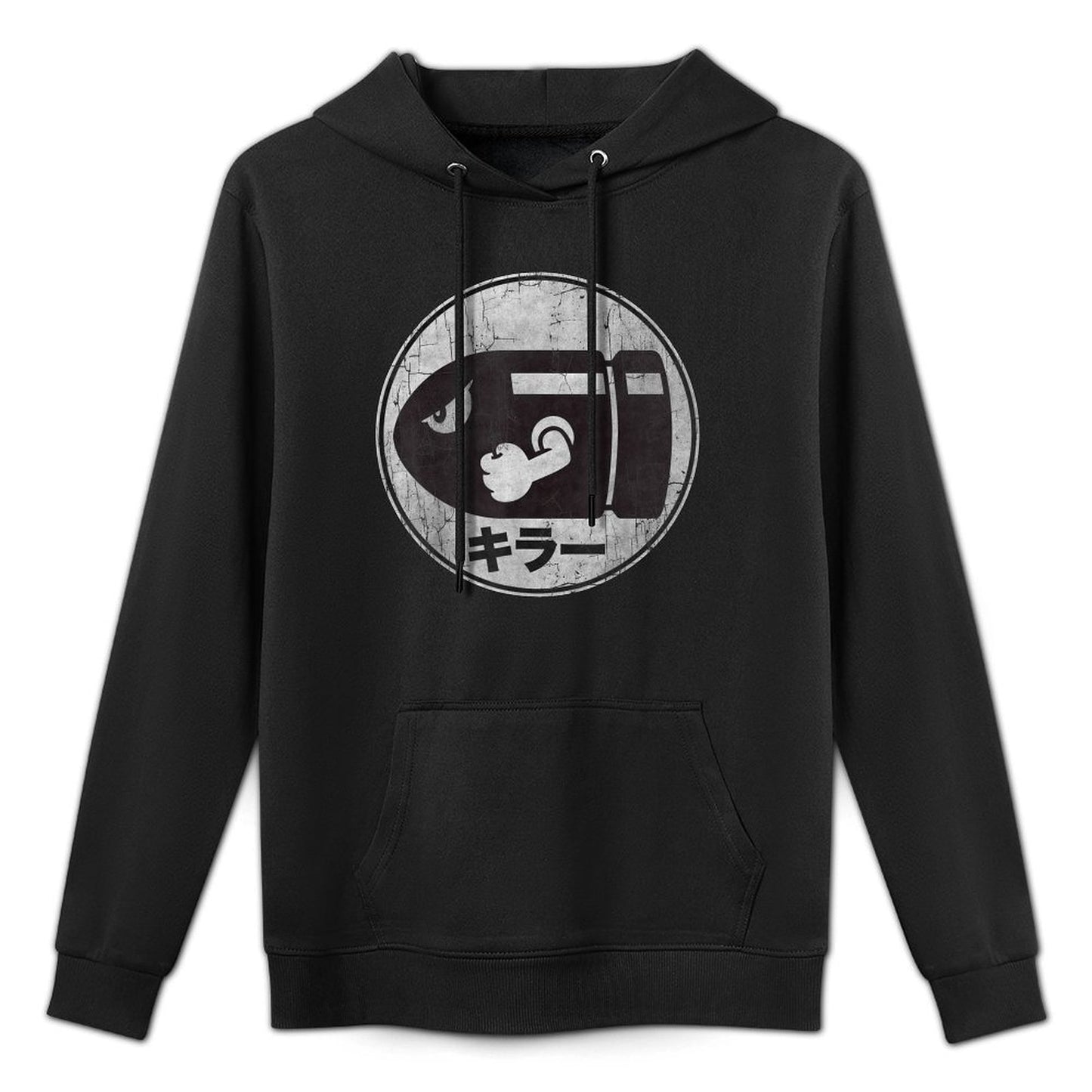 Super Mario Bullet Bill Distressed Kanji Logo Moisture-Wicking Hoodie