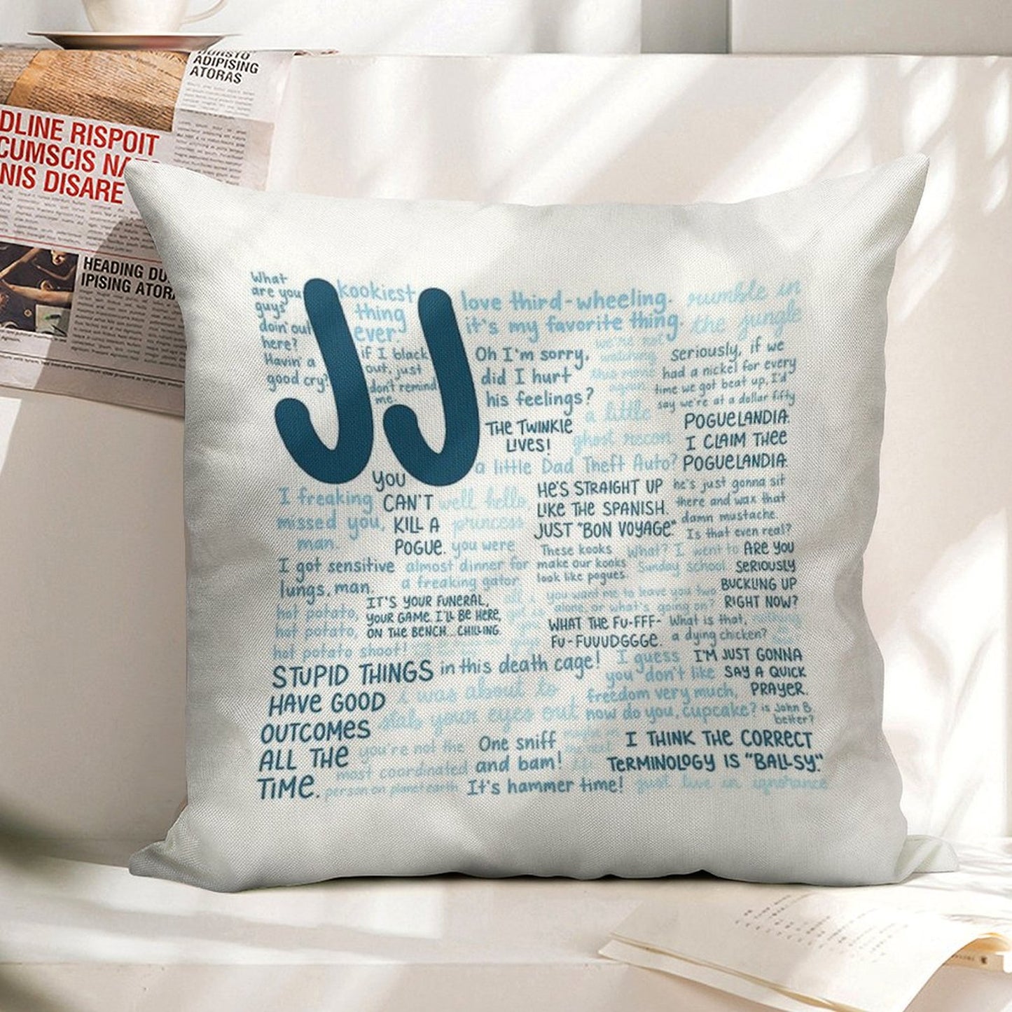 JJ Outer Banks S2 Quotes Linen Throw Pillow Cover