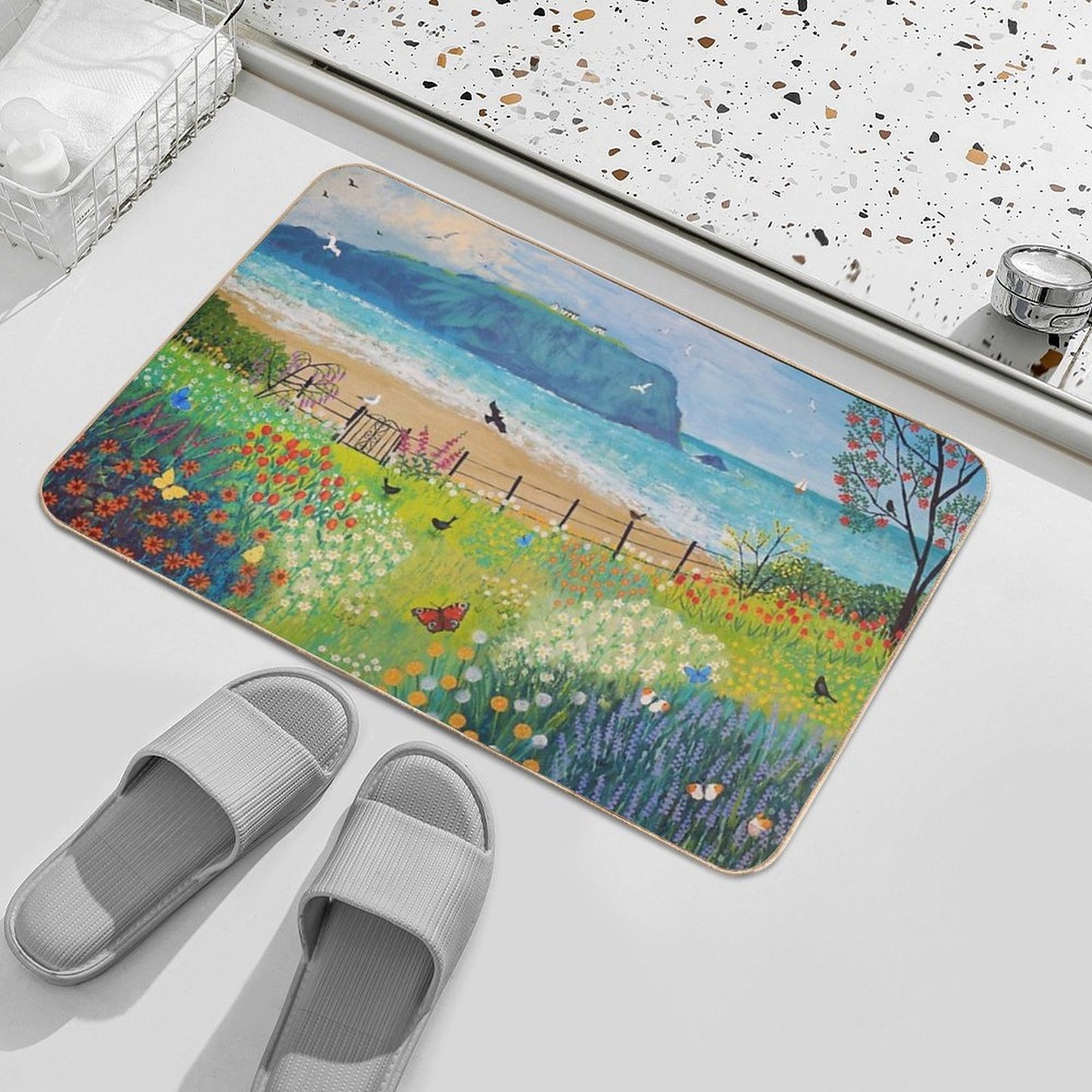 Garden Beside The Sea Bath Mat