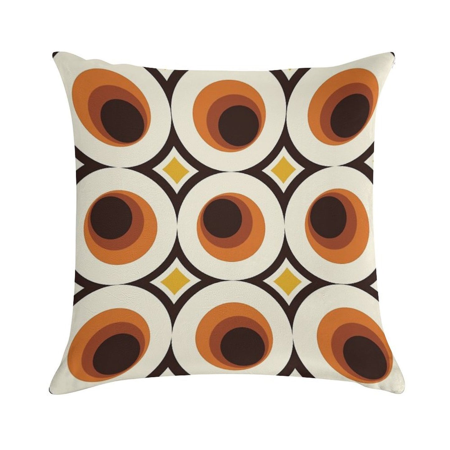 1970s Orange Mid-Century Modern Circle 1 Soft Shrink-Resistant Throw Pillow