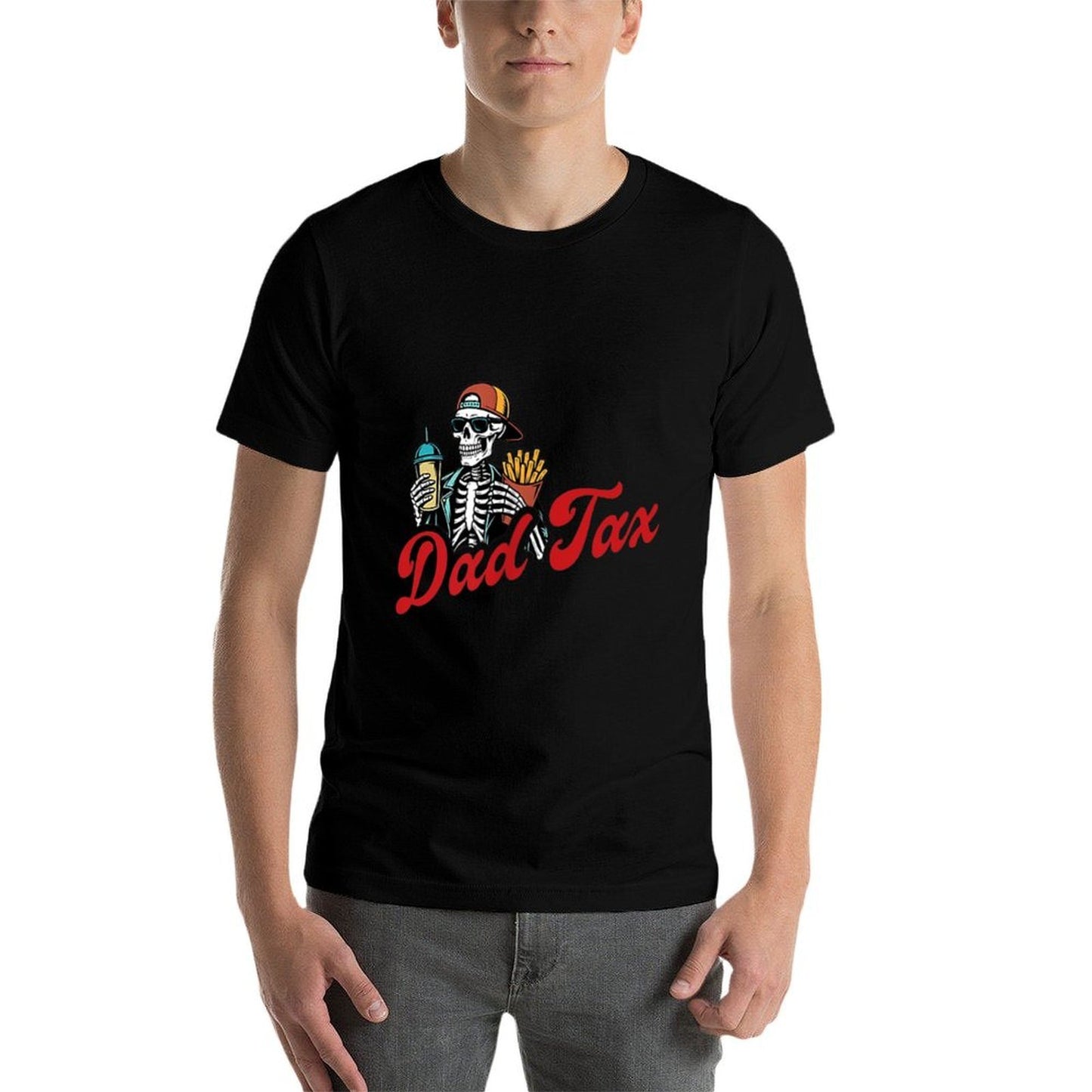 Dad Tax Making Sure It's Not Poison Skeleton Dad Tax 2 Sided  Oversized Silhouette T-Shirt
