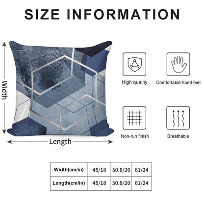 Blue And Grey Geo Soft Skin-Friendly Throw Pillow