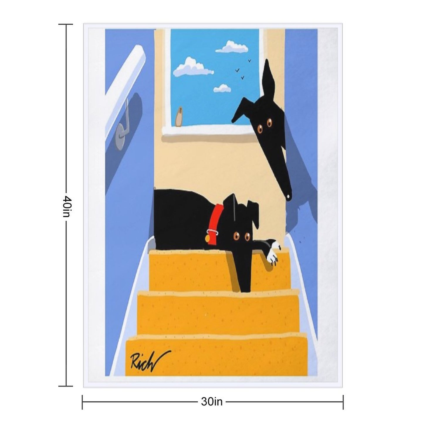 The Hounds at The Top of The Stairs Throw Blanket