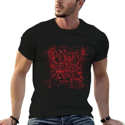 Pierce The Veil - Misadventures Cover in Red Print  Tagless Design T-Shirt