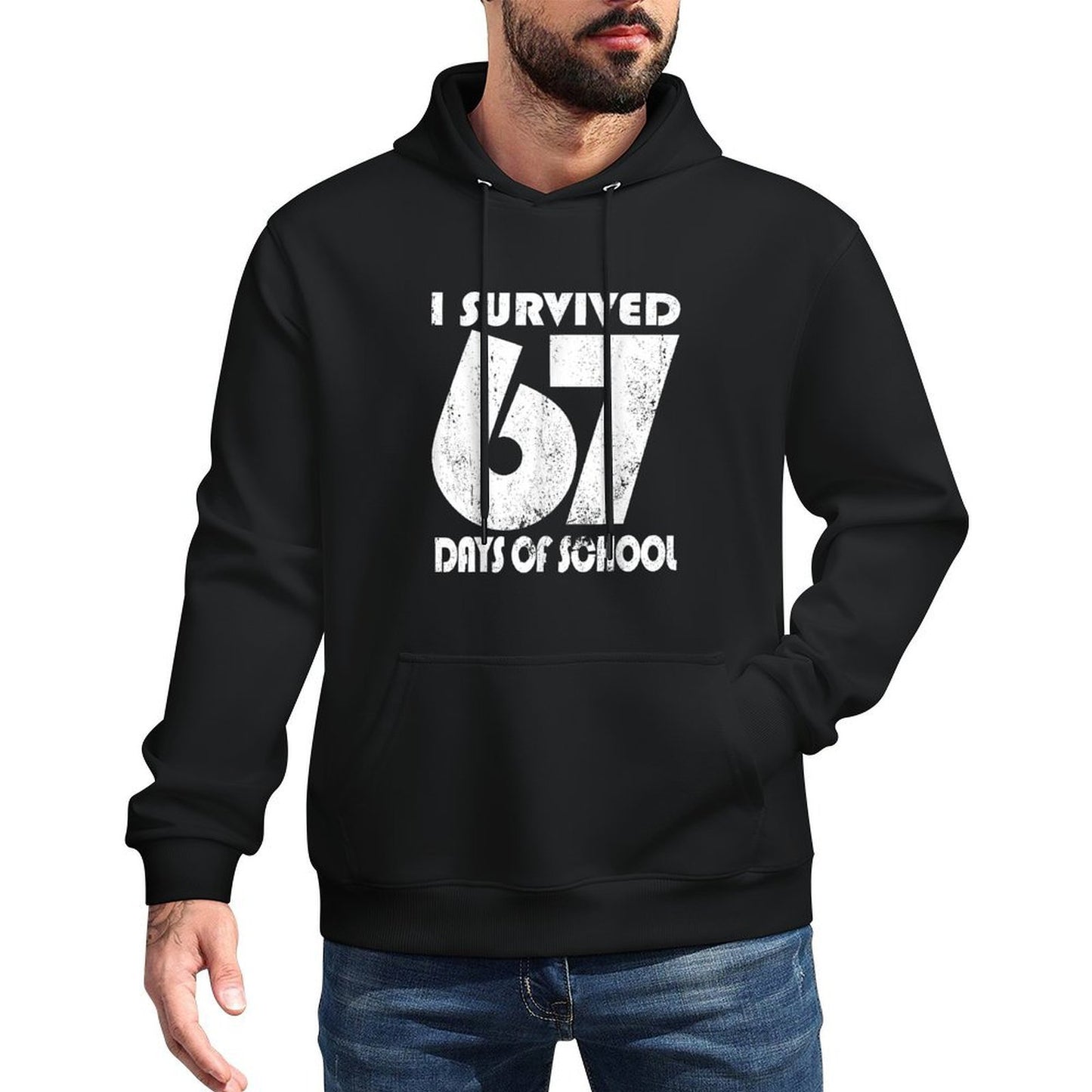 I Survived 67 Days of School Funny Meme 67 Teacher Student Breathable Fabric Hoodie