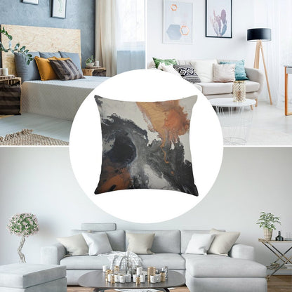 Mono Copper Linen Throw Pillow Cover