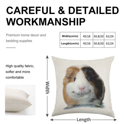 Keep Smiling with Angeelo The Guinea Pig! Linen Throw Pillow Cover